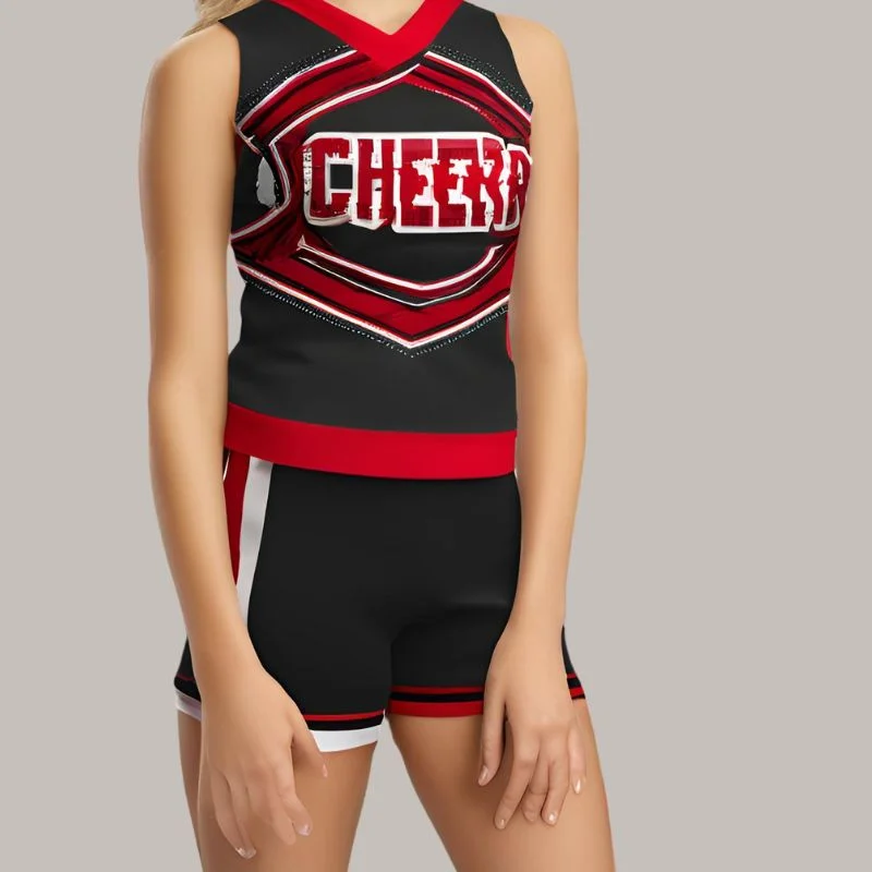 red and black cheerleading uniforms
