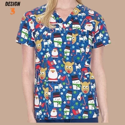 women christmas scrub tops
