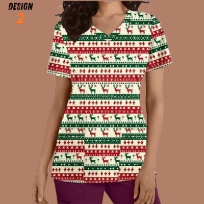 Women's Christmas Scrub Tops