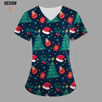 women christmas scrub top (9)